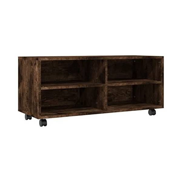 vidaXL Meuble TV avec roulettes Armoire Basse Meuble Divertissement Salon Salle de Séjour Maison Intérieur Noir 90x35x35 cm A