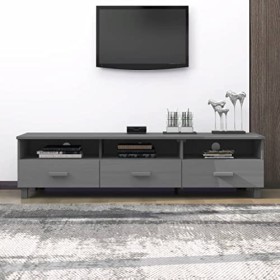 Keyur Meuble TV, Banc TV Buffet Bas Support de Télévision Meuble Télé Meuble TV Gris Fonce 158x40x40 cm Bois de pin Solide