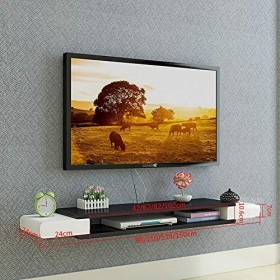 Étagère murale flottante noire Meuble TV Meuble TV Étagère décodeur Meuble de rangement pour console TV Support de rangement 