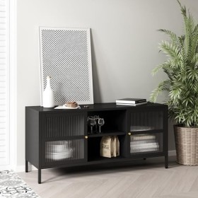 [en.casa] Meuble TV à 2 Portes Banc Télévision avec Compartiments de Rangement Meuble Bas Modern pour Salon Chambre Bureau En