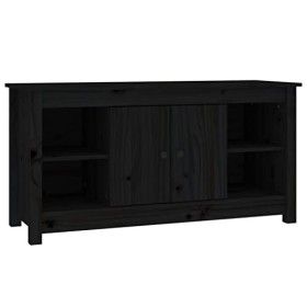 Keyur Meuble TV, Banc TV Buffet Bas Support de Télévision Meuble Télé Meuble TV Noir 103x36,5x52 cm Bois de pin Massif