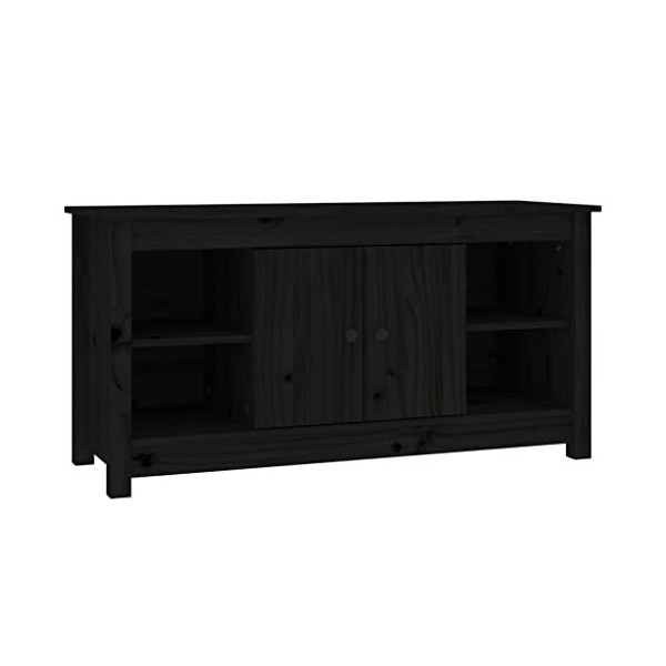Keyur Meuble TV, Banc TV Buffet Bas Support de Télévision Meuble Télé Meuble TV Noir 103x36,5x52 cm Bois de pin Massif