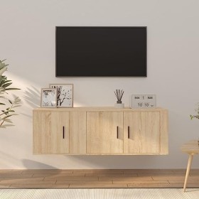 VEEKI Meuble TV, Meuble TV Suspendu, Meuble TV Industriel, Meuble TV Bois, Meuble Chambre, Convient pour Salon ou Chambre, En