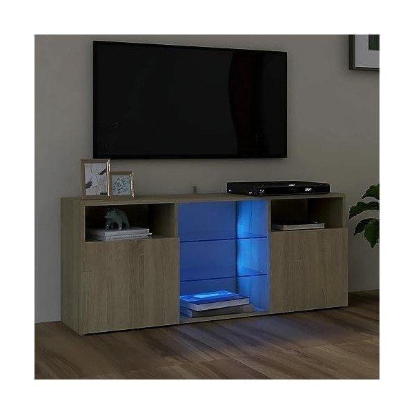 Camerina Meuble TV avec lumières LED Chêne Sonoma 120x30x50 cm,Meuble TV,Meuble TV Moderne,Meuble de Salon