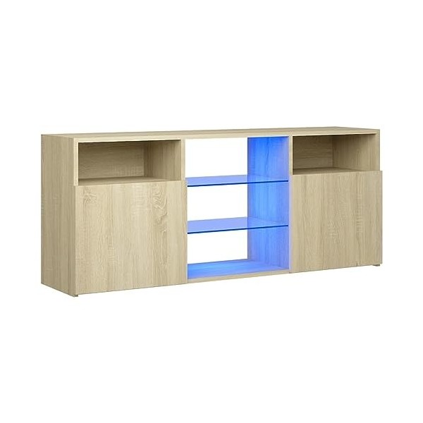 Camerina Meuble TV avec lumières LED Chêne Sonoma 120x30x50 cm,Meuble TV,Meuble TV Moderne,Meuble de Salon