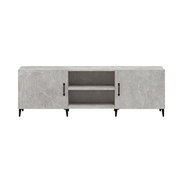 Tidyard Meuble TV de Salon Armoire de TV Meuble Multimédia Banc TV de Salon Bois Gris béton 150x30x50 cm Bois dingénierie