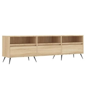 Hovothy Meuble TV Chêne Sonoma 150x30x44,5 cm Bois dingénierie et Fer Meuble de Salon Chambre Matériaux Faciles à Nettoyer A