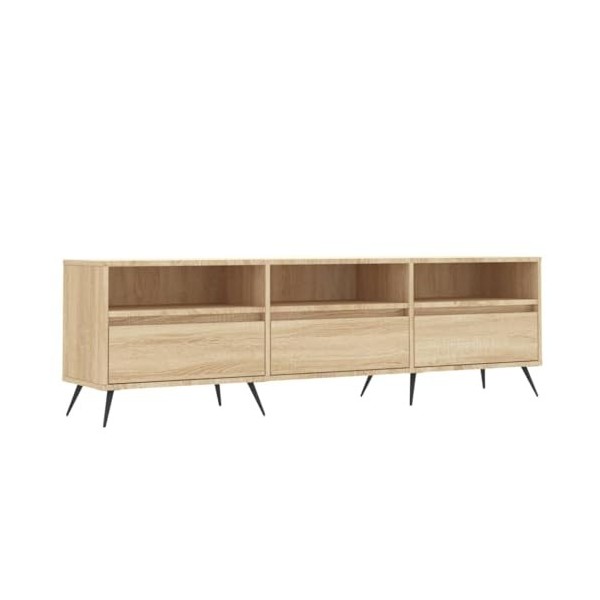Hovothy Meuble TV Chêne Sonoma 150x30x44,5 cm Bois dingénierie et Fer Meuble de Salon Chambre Matériaux Faciles à Nettoyer A