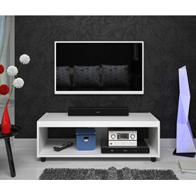 Berlioz Creations Ston Meuble TV, Panneaux de Particules, Blanc, 100 x 41 x 34,5 cm, Fabrication 100% Française