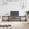 CIADAZ Meuble TV Noir 201x35x45 cm Bois dingénierie et Fer,Meuble TV Longueur,Meubles De Salon TV,Meuble Bas Salon