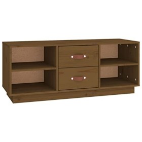 Camerina Meuble TV Marron Miel 100x34x40 cm Bois de pin Massif,Meuble TV,Meuble TV Moderne,Meuble de Salon