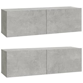 FAMIROSA Meubles TV 2 pcs Gris béton 100x30x30 cm Bois dingénierie 28KG 