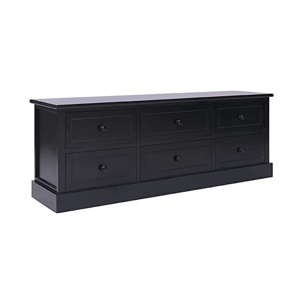 Camerina Meuble TV Noir 108x30x40 cm Bois de Paulownia Solide,Meuble TV,Meuble TV Moderne,Meuble de Salon