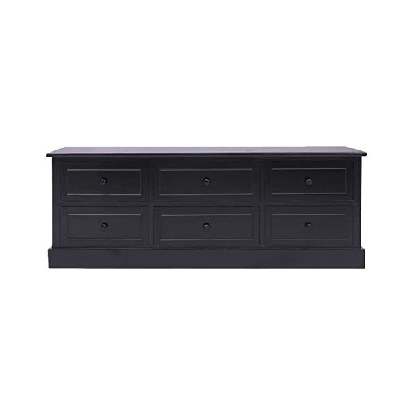 Camerina Meuble TV Noir 108x30x40 cm Bois de Paulownia Solide,Meuble TV,Meuble TV Moderne,Meuble de Salon