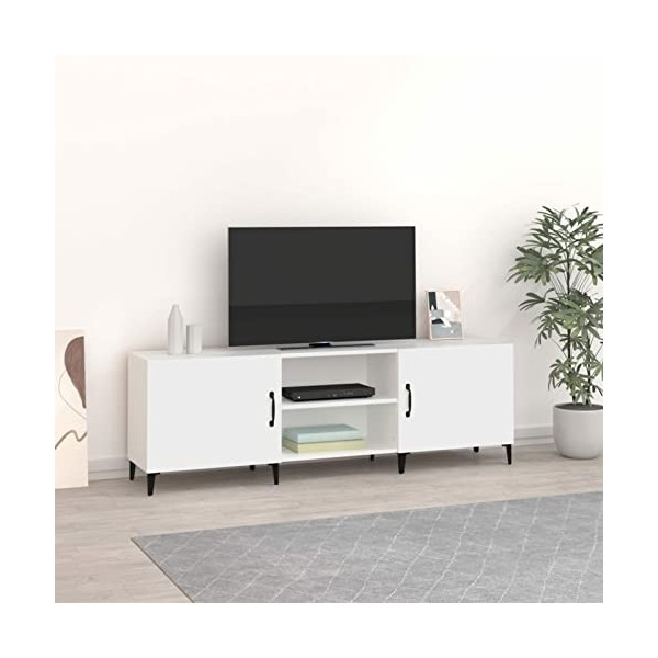 Camerina Meuble TV Blanc 150x30x50 cm Bois dingénierie,Meuble TV,Meuble TV Moderne,Meuble de Salon70