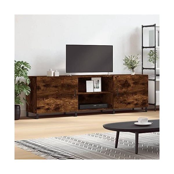 FAMIROSA Meuble TV chêne fumé 150x30x50 cm Bois dingénierie 26.3KG 