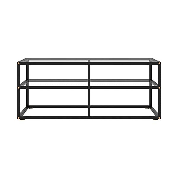 Camerina Meuble TV avec Verre trempé Noir 100x40x40 cm,Meuble TV,Meuble TV Moderne,Meuble de Salon
