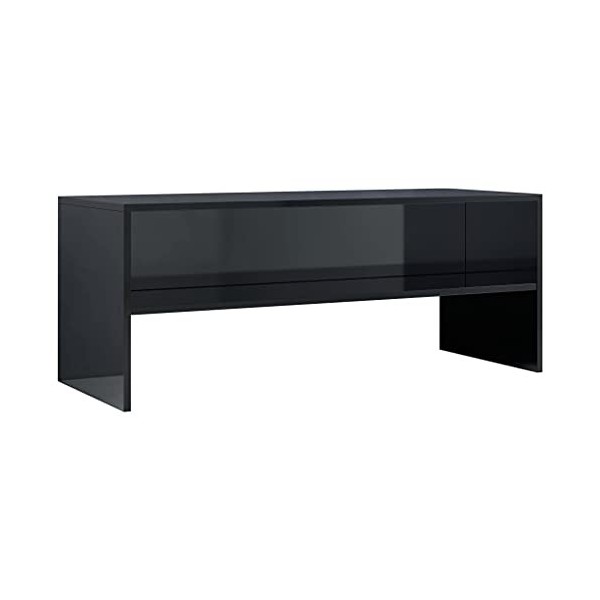 DCRAF Meuble TV de jardin en bois laqué noir brillant 100 x 40 x 40 cm