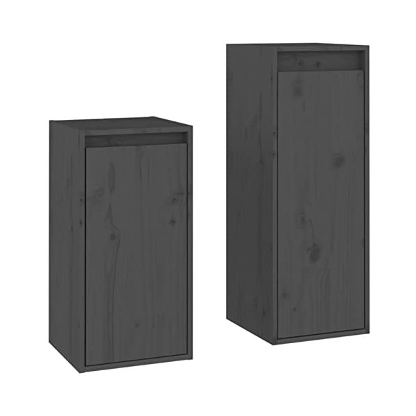 Camerina Meubles TV 2 pcs Gris Bois Massif de pin,Meuble TV,Meuble TV Moderne,Meuble de Salon