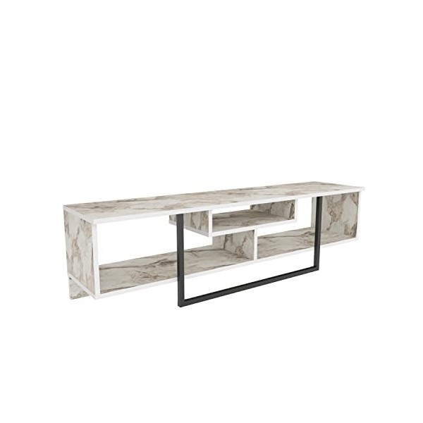 DECOROTIKA ASAL 150, Bois dingénierie, Effet marbre Blanc et Couleur dorée, Height: 40 cm | Width: 150 cm | Depth: 35 cm