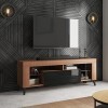 Selsey HugoB - Meuble TV - 140 cm, Noyer Aida Tabak Mat/Noir Brillant - Style Moderne