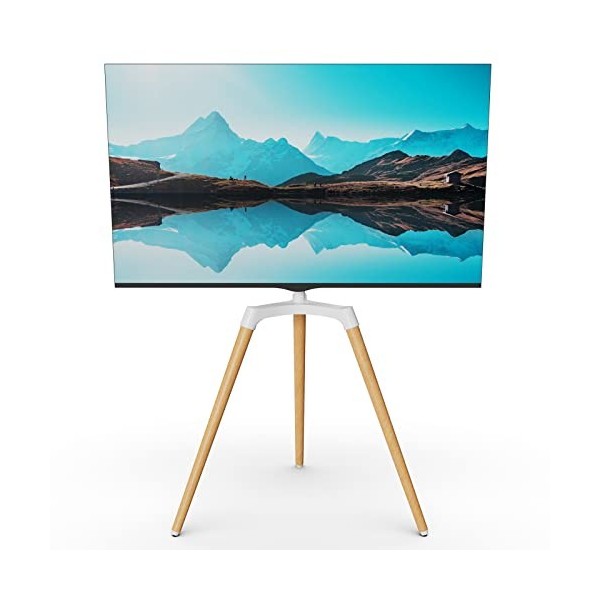 PUTORSEN Support TV Universel avec trépied, trépied Easel, Jusquà 65 et Max 35kg TV, Pivotant jusquà 140°, Noir