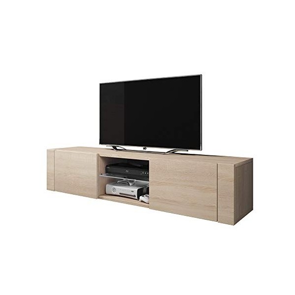 Selsey Elegant - Meuble TV Bas Sonoma chêne Mat 140 cm