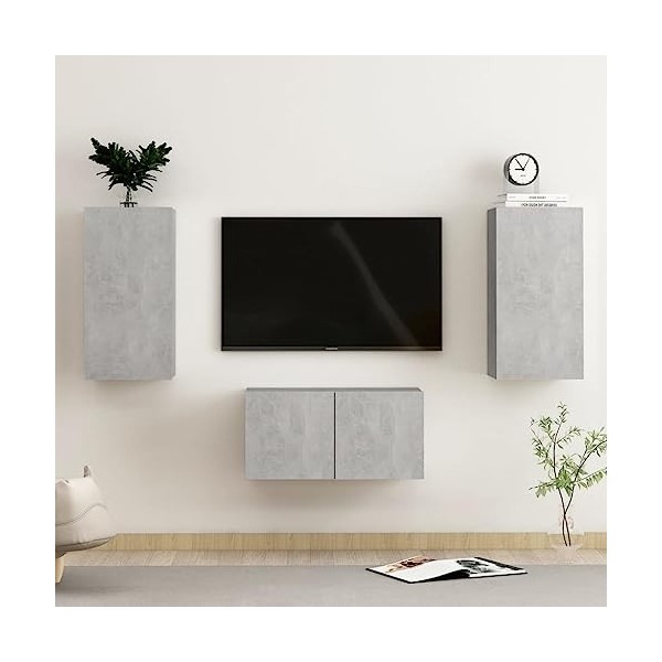 VEEKI Meuble TV, Meuble TV Suspendu, Meuble, Meuble TV avec Rangement，Meuble Industriel, Convient pour Salon ou Chambre, Ense