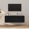 Hovothy Ensemble de Meubles TV Muraux 2 Pcs Noir Bois dingénierie Ensemble de Meuble TV Suspendu Classique Meubles de Chambr