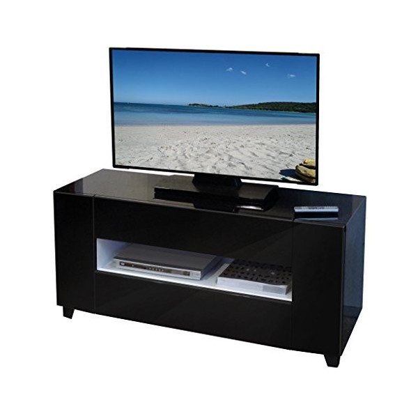 Berlioz Creations Replay Meuble TV, Noir Brillant 129 x 40 x 57 cm, Fabrication 100% Française