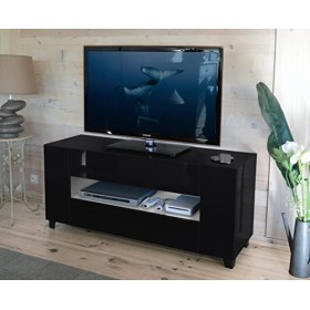 Berlioz Creations Replay Meuble TV, Noir Brillant 129 x 40 x 57 cm, Fabrication 100% Française