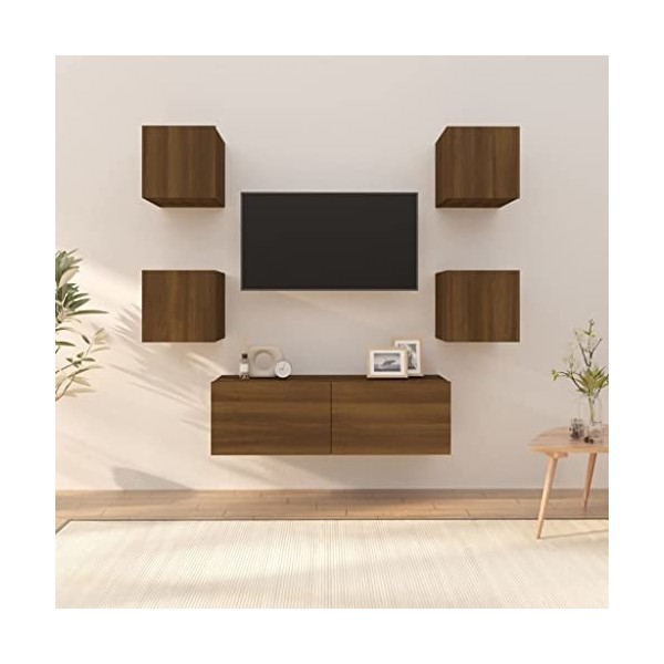 Ensemble de Meubles TV muraux Chêne Marron Bois dingénierie - Banc TV, Meuble TV Suspendu, Convient pour Salon ou Chambre