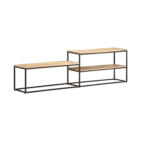Meuble TV 180x30x50 cm Bois de manguier Brut - Meuble Chambre, Support Télé pour Salon Salle à Manger Chambre, Style Industri