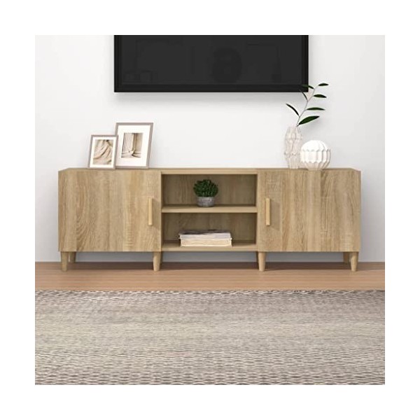 FIRBNUS Meuble TV Chêne Sonoma 150x30x50 cm Bois dingénierie Armoire Stéréo Espace de Divertissement Dessus Robuste Armoire