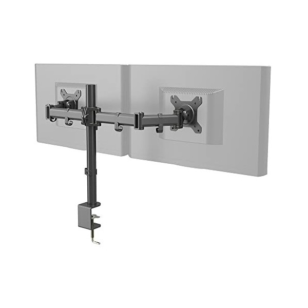 hjh OFFICE Support de Moniteur 2 Bras 13-27" VM-MF2 Acier Noir Bras de Moniteur pivotant à 360° par Bras Charge maximale 8kg