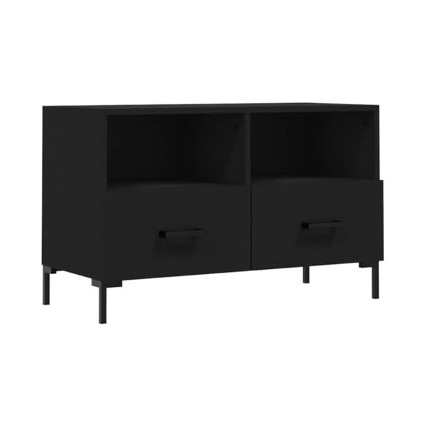 Camerina Meuble TV Noir 80x36x50 cm Bois dingénierie,Table Basse Salon Meuble TV,Table Basse LED Couleurs,Meuble TV