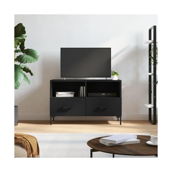 CIADAZ Meuble TV Noir 80x36x50 cm Bois dingénierie,Table Basse Salon Meuble TV,Table Basse LED Couleurs,Meuble TV