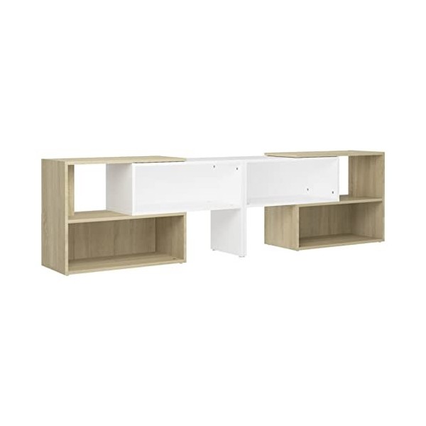 Camerina Meuble TV Blanc et chêne Sonoma 149x30x52 cm Aggloméré,Meuble TV,Meuble TV Moderne,Meuble de Salon