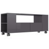 lvssiao Meuble de salon pour TV, Meuble TV Contreplaqué Gris Brillant 120x35x43 cm Module TV avec armoires