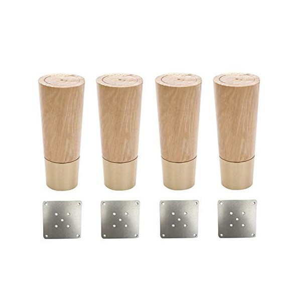 LXTIN 4 * Pieds de Meuble/Combinaison Laiton/chêne/canapé Meuble TV Coussin de thé augmenté Plusieurs Pieds de Table de Cheve