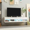 HOMCOM Meuble TV Banc TV Mural Suspendu LED Style Contemporain - placards avec 2 Portes battantes et 2 Passe-câbles - en Bois