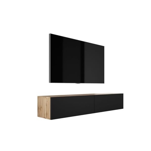 3E 3xE living.com Meuble TV Suspendu, D: L: 170 cm, H : 34 cm, P : 32 cm. Rangement TV, Meuble TV Mural, Table TV, Meuble Tel