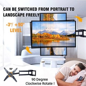 WHYFONE Support Mural TV Longue Portée à Rotation de 90° avec Bras Articulés de 1219mm, Extension Pivotante et Inclinable pou