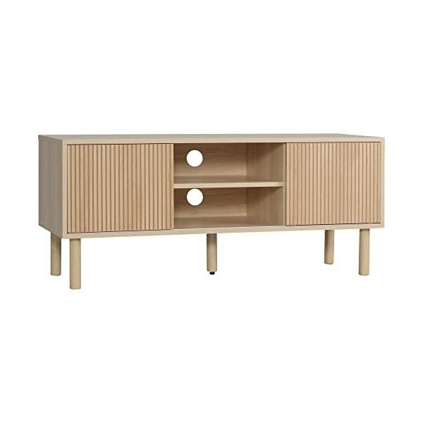HOMCOM Meuble TV Support TV pour télévision jusquà 50 Pouces 2 Portes coulissantes et 2 niches avec Passe-câbles - 115 x 40 
