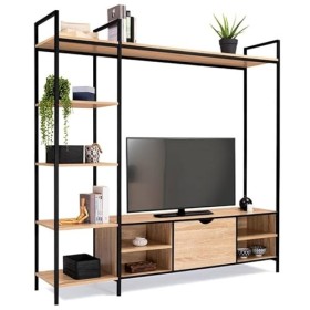 IDMarket - Ensemble Meuble TV Detroit avec étagères Design Industriel 170 cm