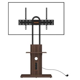 Support TV Universel sur Pied WHYFONE Meuble TV avec étagère Réglable en Hauteur pour Téléviseurs LED LCD Plats et Incurvés d