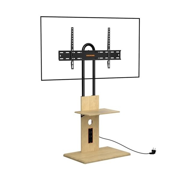 Support TV Universel sur Pied WHYFONE Meuble TV avec étagère Réglable en Hauteur pour Téléviseurs LED LCD Plats et Incurvés d