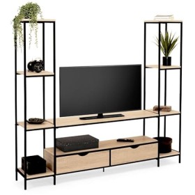 IDMarket - Ensemble Meuble TV Detroit avec étagères Design Industriel 193 cm