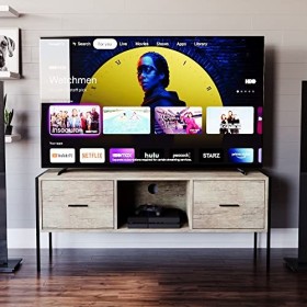 Marque Amazon - Movian, Meuble télé avec 2 tiroirs - Style industriel, Bois clair, 124 cm x 40 cm x 50 cm