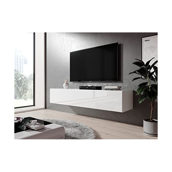 Furnix - Meuble TV Zibo - 160 x 34 x 34 x 34&nbsp;cm L x l x H - Meuble TV à suspendre, Lowboard Sideboard - 2 étagères avec rab